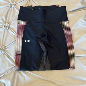 Under Armor Black Pink Yellow Stripe Leggings